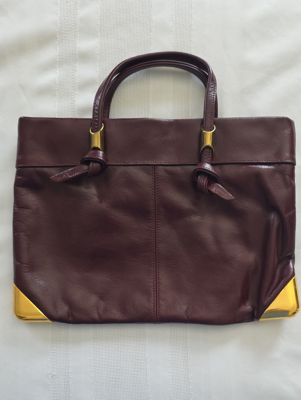 Vintage Leather Adrian Gold Of London Burgundy Satchel w/ Gold Hardware England